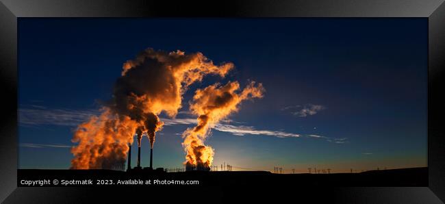 Dawn sunlight near Industrial power plant Arizona USA Framed Print by Spotmatik 