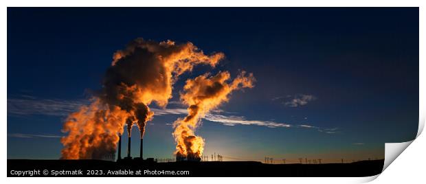 Dawn sunlight near Industrial power plant Arizona USA Print by Spotmatik 