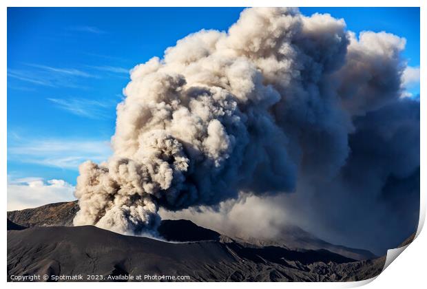 Erupting smoke and ash from Mount Bromo summit  Print by Spotmatik 