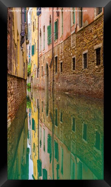 Vertical shot of colorful canal houses in venice Framed Print by Kristof Bellens
