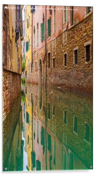 Vertical shot of colorful canal houses in venice Acrylic by Kristof Bellens