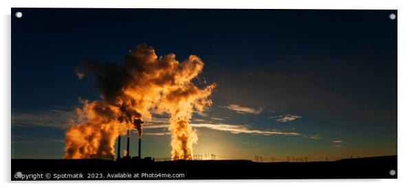 Power plant at sunrise Industrial complex producing energy  Acrylic by Spotmatik 