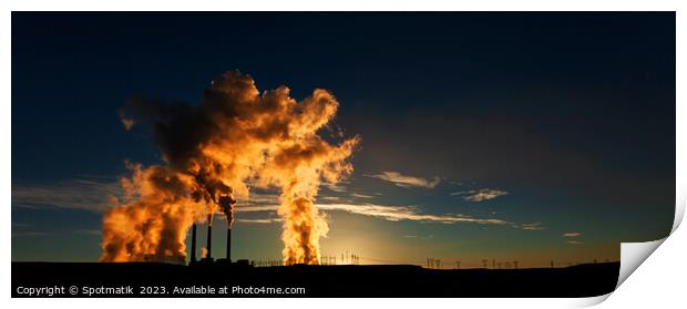Power plant at sunrise Industrial complex producing energy  Print by Spotmatik 