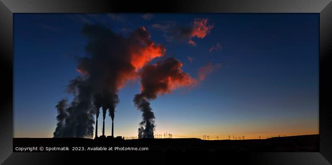 Industrial smoke pollution from Arizona desert Power Station  Framed Print by Spotmatik 