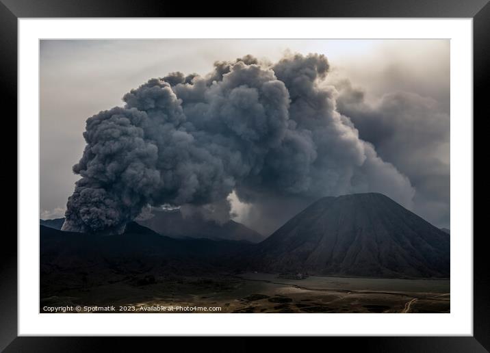 Mount Bromo volcanic natural active eruption Indonesian Asia Framed Mounted Print by Spotmatik 