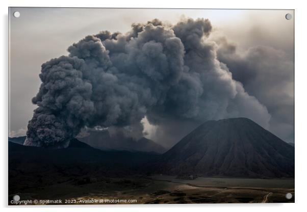 Mount Bromo volcanic natural active eruption Indonesian Asia Acrylic by Spotmatik 