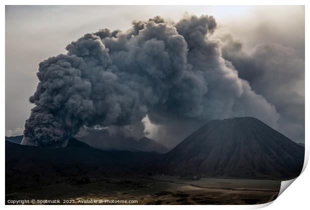 Mount Bromo volcanic natural active eruption Indonesian Asia Print by Spotmatik 