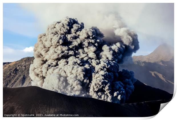 Mount Bromo volcano erupting Indonesian South East Asia Print by Spotmatik 