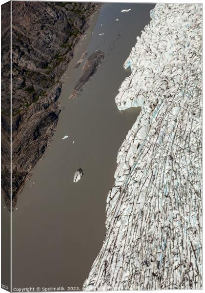 Aerial view of glacier ice shelf Alaska America Canvas Print by Spotmatik 
