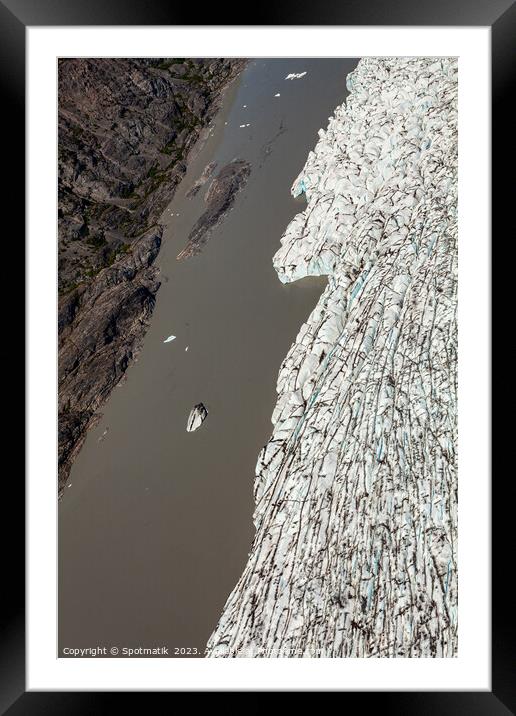 Aerial view of glacier ice shelf Alaska America Framed Mounted Print by Spotmatik 