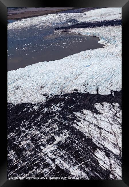 Aerial view Knik glacier Chugach Mountains Alaska USA Framed Print by Spotmatik 