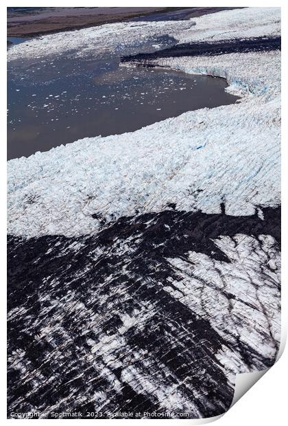 Aerial view Knik glacier Chugach Mountains Alaska USA Print by Spotmatik 