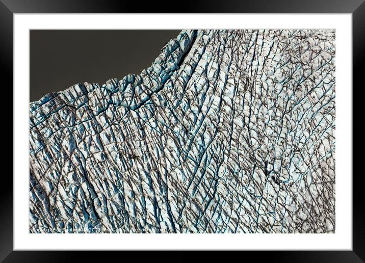 Aerial view ice crevasses frozen glacier Alaska USA Framed Mounted Print by Spotmatik 