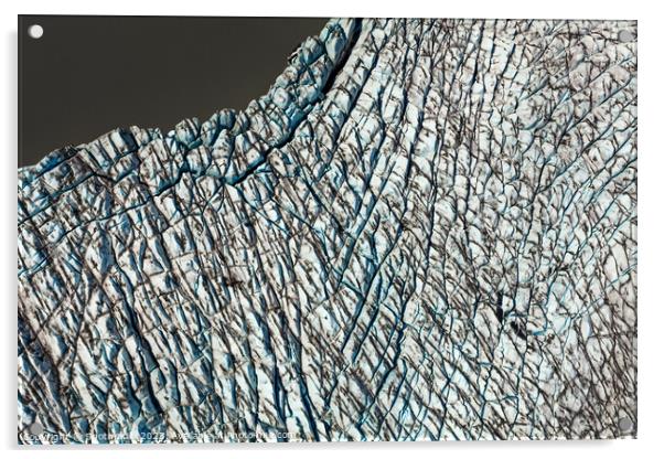 Aerial view ice crevasses frozen glacier Alaska USA Acrylic by Spotmatik 