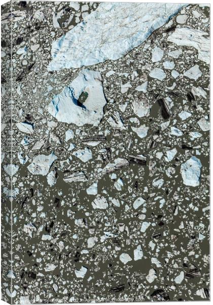 Aerial view ice flows broken from glacier Alaska Canvas Print by Spotmatik 