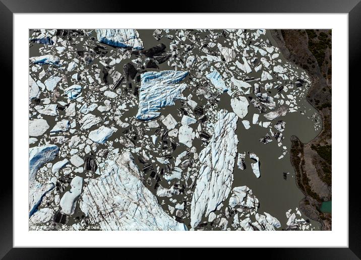 Aerial view frozen glacial ice formations Alaska USA Framed Mounted Print by Spotmatik 