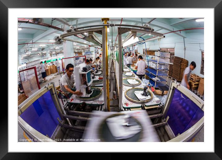 Chinese workers assembling and producing PCBs China Asia Framed Mounted Print by Spotmatik 