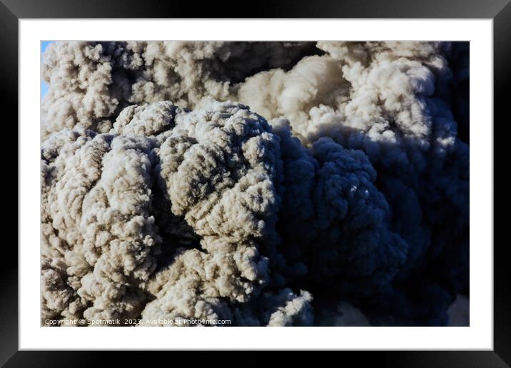 Mount Bromo volcano activity ash cloud Indonesia Framed Mounted Print by Spotmatik 