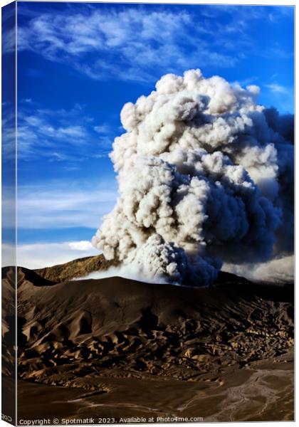 Mt Bromo Java active volcano erupting Indonesia Asia Canvas Print by Spotmatik 