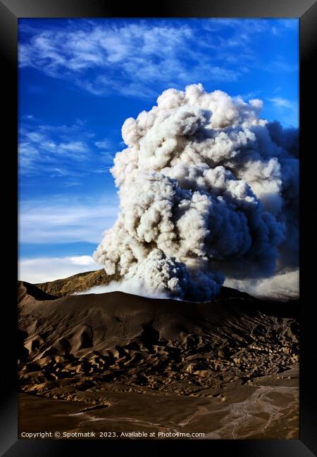 Mt Bromo Java active volcano erupting Indonesia Asia Framed Print by Spotmatik 