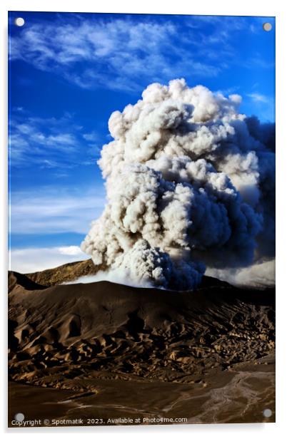 Mt Bromo Java active volcano erupting Indonesia Asia Acrylic by Spotmatik 