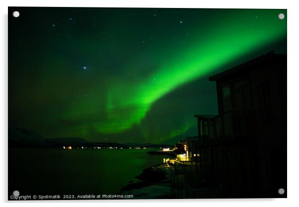 Northern Lights display in sky Arctic Circle Norway Acrylic by Spotmatik 