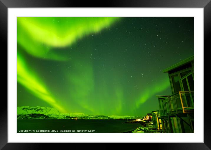 Northern Lights solar magnetic radiation Arctic Circle Norway Framed Mounted Print by Spotmatik 