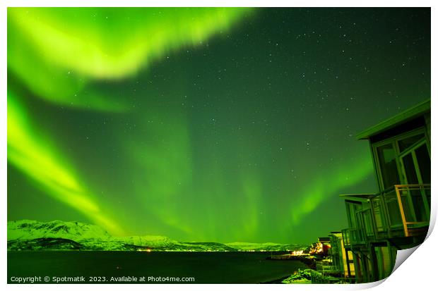 Northern Lights solar magnetic radiation Arctic Circle Norway Print by Spotmatik 