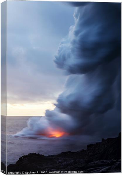 Molten hot magma flowing seaward from Kilauea Hawaii Canvas Print by Spotmatik 