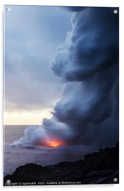 Molten hot magma flowing seaward from Kilauea Hawaii Acrylic by Spotmatik 
