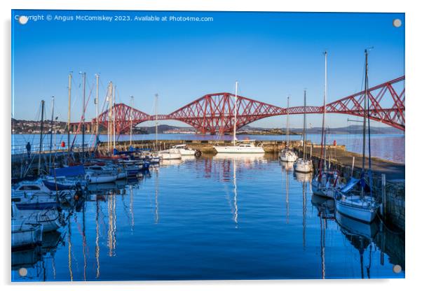 Yachts moored in South Queensferry harbour Acrylic by Angus McComiskey