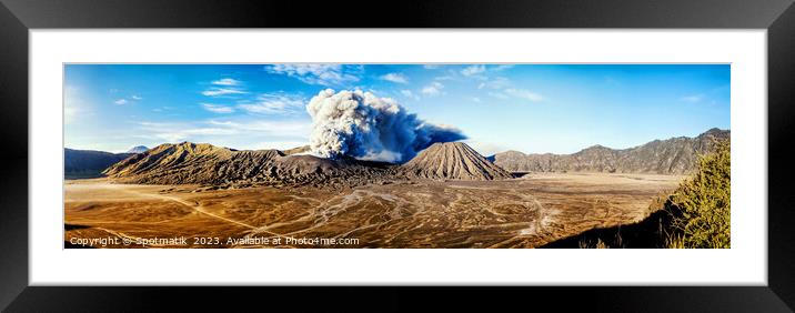 Panorama volcanic activity from the summit Mt Bromo  Framed Mounted Print by Spotmatik 