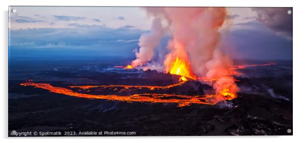 Aerial Panorama view Icelandic volcanic lava Holuhraun volcano  Acrylic by Spotmatik 