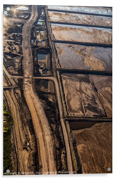 Aerial Ft McMurray surface mining Oilsands Alberta Canada  Acrylic by Spotmatik 
