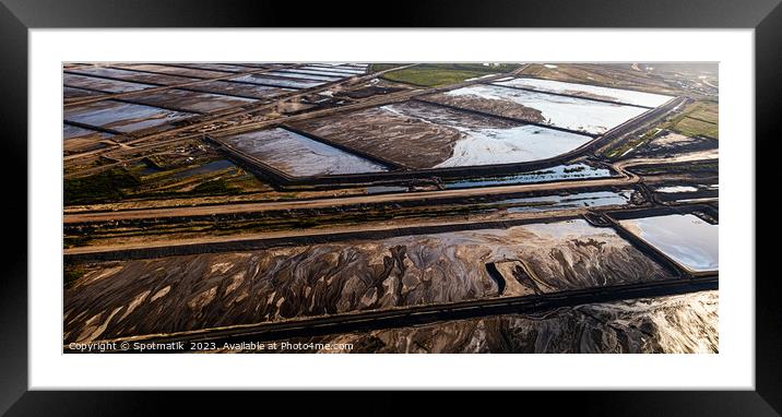 Aerial Panoramic of Tailing ponds Ft McMurray Alberta Framed Mounted Print by Spotmatik 