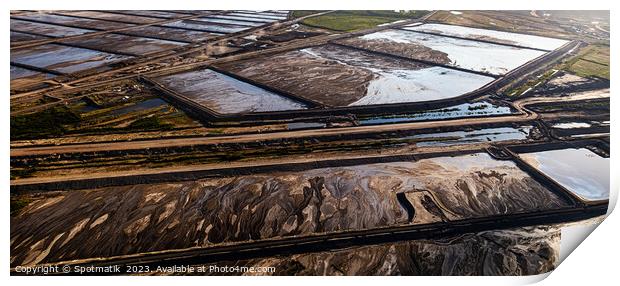 Aerial Panoramic of Tailing ponds Ft McMurray Alberta Print by Spotmatik 