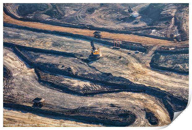 Aerial Ft McMurray Industrial excavator surface pit mining  Print by Spotmatik 