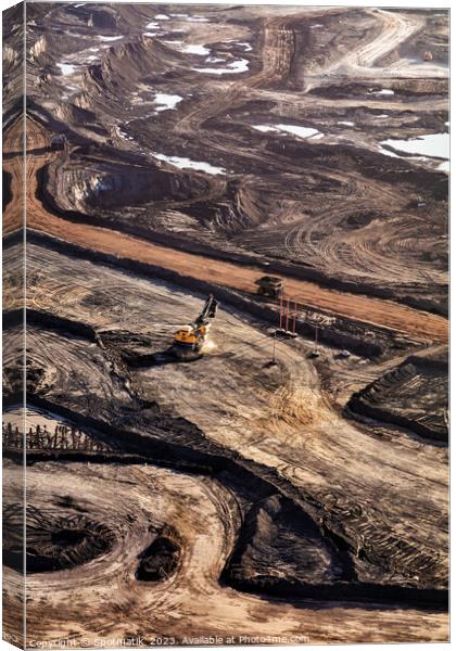 Aerial Oilsands Industrial surface mining site Alberta Canada Canvas Print by Spotmatik 