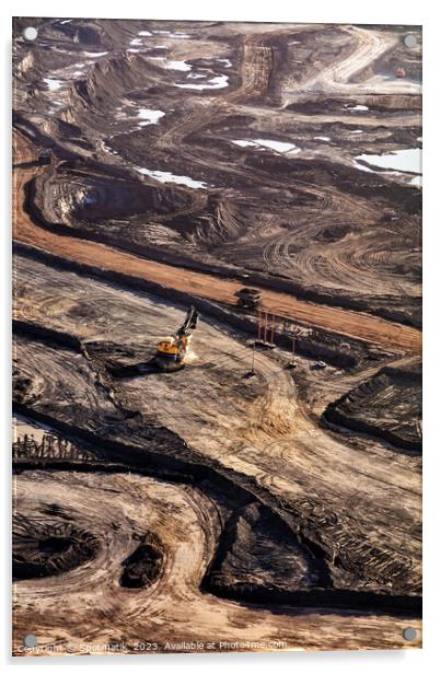 Aerial Oilsands Industrial surface mining site Alberta Canada Acrylic by Spotmatik 