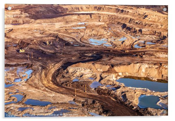Aerial Alberta mining area large dump carrying Oilsand Acrylic by Spotmatik 