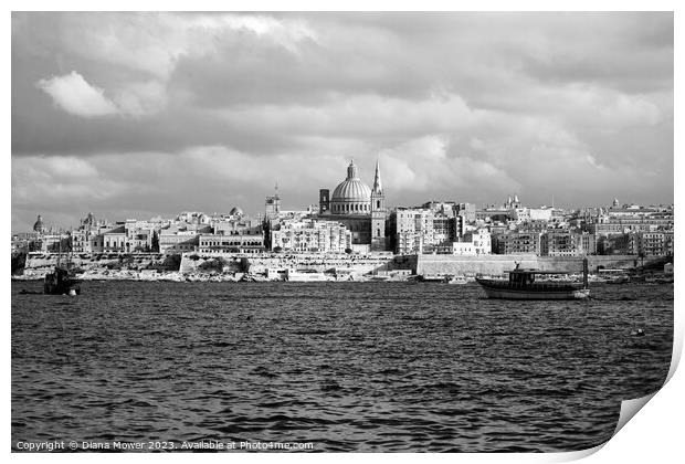 Valletta Malta Monochrome   Print by Diana Mower