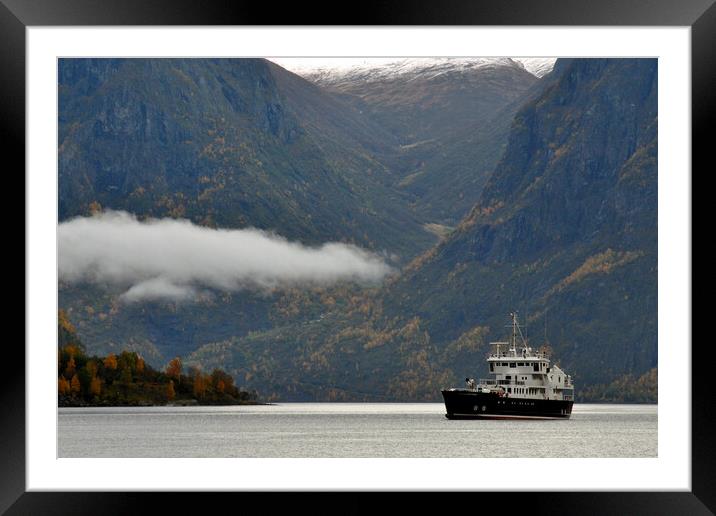 Aurlandsfjord Flam Norwegian Fjord Norway Framed Mounted Print by Andy Evans Photos