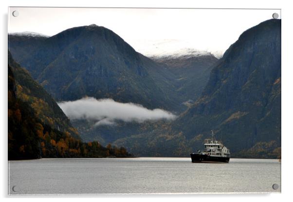 Aurlandsfjord Flam Norwegian Fjord Norway Acrylic by Andy Evans Photos
