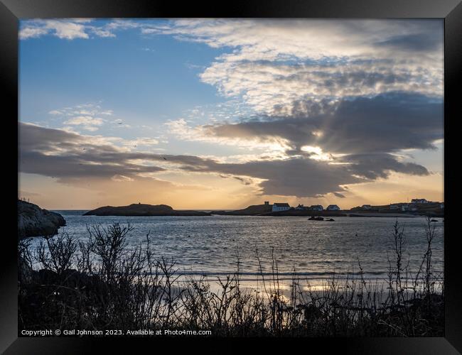 Walking around the rhoscolyn headland Isle of Anglesey  Framed Print by Gail Johnson