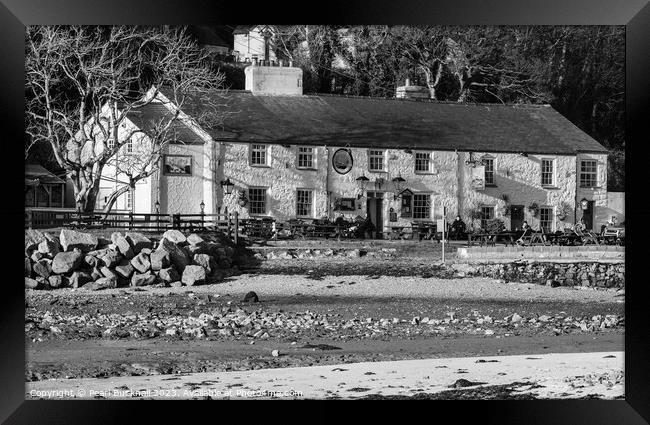 Historic Pub in Red Wharf Bay Anglesey Mono Framed Print by Pearl Bucknall