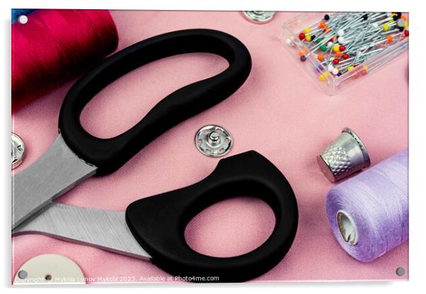 Sewing tools and accessories,needlework Acrylic by Mykola Lunov Mykola