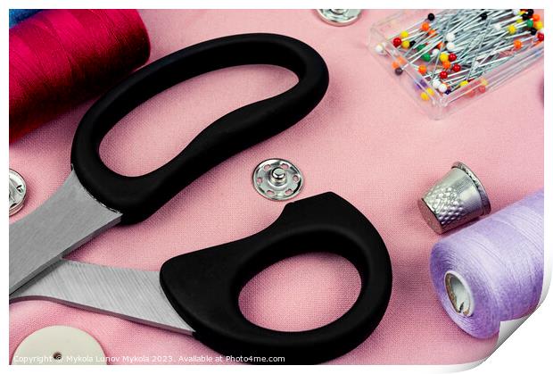 Sewing tools and accessories,needlework Print by Mykola Lunov Mykola