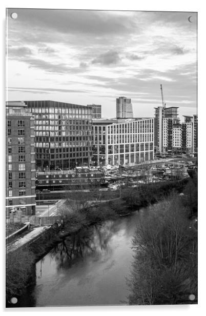 Leeds Black and White Acrylic by Apollo Aerial Photography