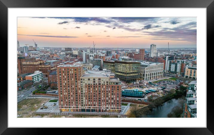 Leeds Skyline Sunset Framed Mounted Print by Apollo Aerial Photography