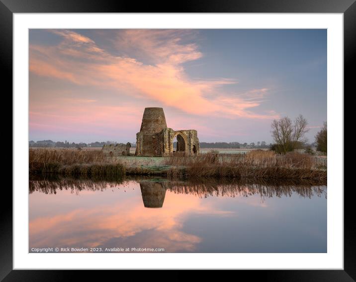 Reflections of St Benet's Abbey Framed Mounted Print by Rick Bowden